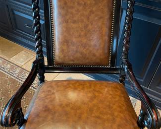 Maitland Smith leather desk chair on wheels
