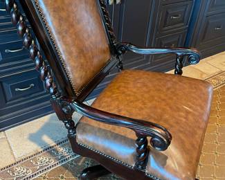 Maitland Smith leather desk chair on wheels