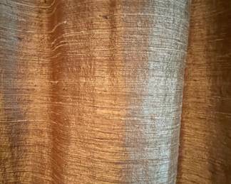 close detail of custom 'blackout' raw silk drapes.