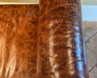 Maitland Smith textured leather bench with nailhead trim 4'9" x 22"