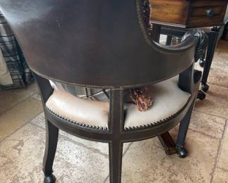 Pair of marching chairs (detailing of leather chair)