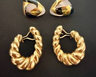 18 K gold earrings by Tiffany & Co. (top) and 14K earrings (bottom)