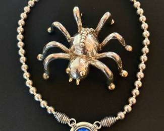 Sterling silver brooch and necklace