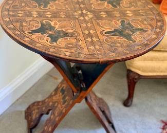 Art Nouveau round Moorish style folding table