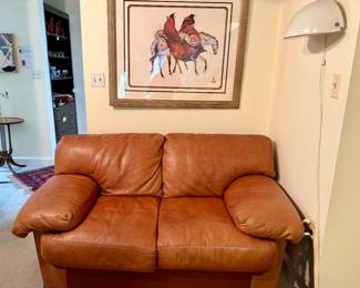 Leather two cushion love seat