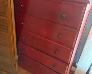 red chest of drawers