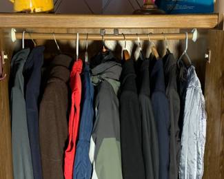 Men’s outerwear jackets, coats, vests and suits.