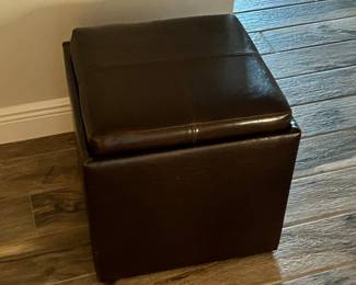Faux Leather Storage Ottoman