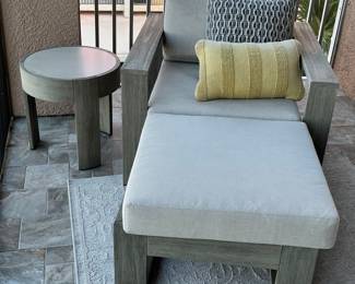 West Elm Portside Outdoor Lounge Chair with Ottoman and Side Table