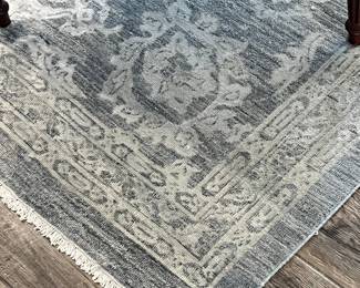 Gray and White Traditional Medallion Area Rug