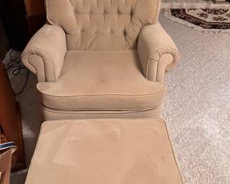 TAN SWIVEL ROCKER AND OTTOMAN