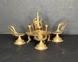MINIATURE BRASS TABLE SET