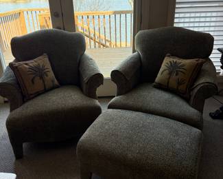 Two Chairs with Ottoman