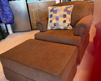 Matching Brown Chair with Ottoman