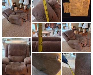 Brown microfiber recling armchair with side lever. Excellent condition $175