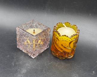 (2) Glass Candle Holders
