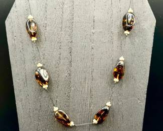 Sterling Silver Clasped Beaded Necklace
