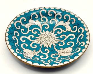 Metal Trinket Dish — Turquoise & White Floral

