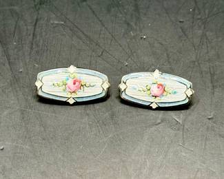 (2) Vintage F.A. Hermann Sterling Silver Guilloché Enamel Brooches
