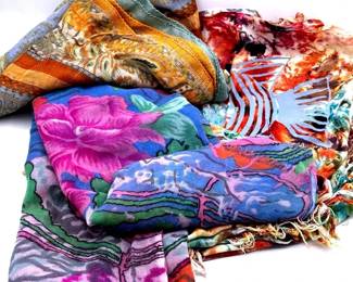 (3) Various Sized Colorful Tapestries
