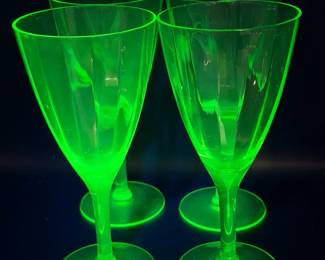 (4) Uranium Glass Optic Glasses
