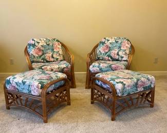 Floral Rattan Lounge Set