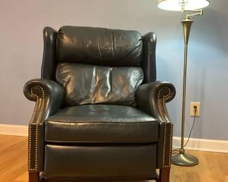 002 Blue Leather Chair and Lamp