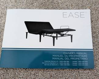 Adjustable Bed Manual: Original owner's manual for the premium EASE adjustable bed base.