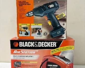 Black Decker Cordless Drill, Air Station Inflator