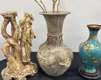 Porcelain Figurine, Ceramic Elephant, Asian Metal