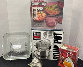 Pyrex Bowls, S.S. Soup Steamer Pot, Crystal Swan 