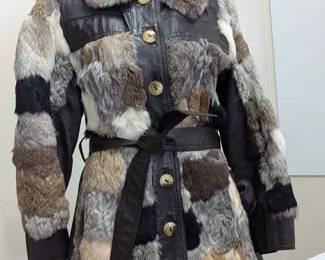 Vintage Rabbit Fur And Leather Coat