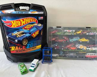 Assorted Hot wheels In Rolling Carry Case Matchbox Cars  Trucks In Case