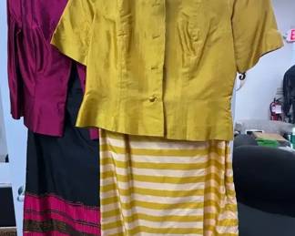 Vintage Silk 2 Piece Skirt with Button Top