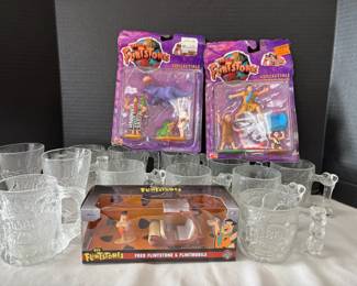 Vintage The Flintstones McDonalds Glass Mugs, The Flintstones Collectable Toys 