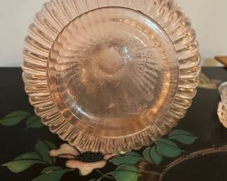 P85 - $140. Vintage Empoli Genie Hot Air Balloon Style Pink Carafe Decanter. 