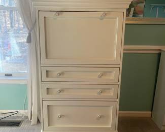 P30 - $125. Drop Front Desk with storage underneath. Was used for jewelry & makeup in a bedroom. Measures 32” wide x 17" deep x 52” tall.