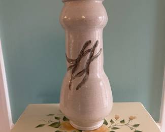 P81 - $20. Pottery Vase. Measures 6” wide x 13” tall.