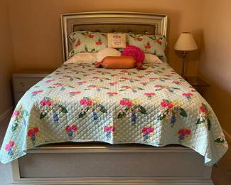 P14 - $250. Queen Size Bed. Had a mattress pad and foam over the mattress. Serta Perfect Sleeper mattress included if you'd like it! Headboard is 60" tall. Footboard is 17" tall. 