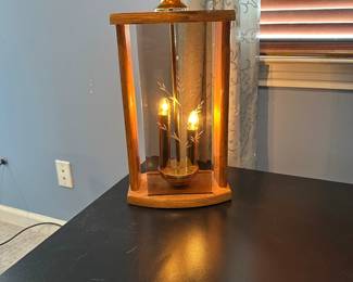 P61 - $20. Vintage Table Lamp. Missing one glass panel in the back - doesn't affect function. 