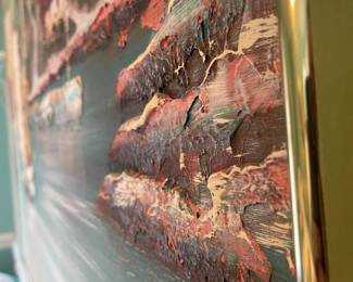 P29 - $65. LARGE Print from Montgomery Ward "Topical Bay"  - please make sure you can move this! Measures 50” wide x 40” tall. Signed Lauren. 