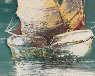 P29 - $65. LARGE Print from Montgomery Ward "Topical Bay"  - please make sure you can move this! Measures 50” wide x 40” tall. Signed Lauren. 