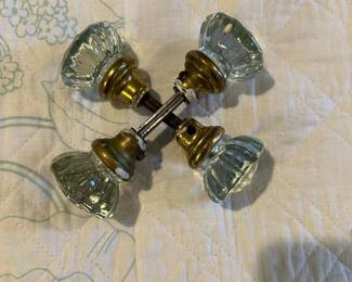 P74 - $30. PAIR of Antique Glass Door Knobs. 