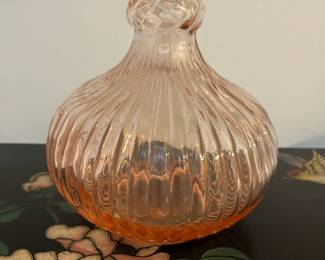 P85 - $140. Vintage Empoli Genie Hot Air Balloon Style Pink Carafe Decanter. 