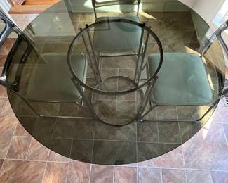 P3 - $375. Chromcraft - Mississippi. Vintage Kitchen Table with 4 Chairs. Table Measures 48” diameter x 29.5” tall. Chairs Measure 18.75” wide x 22.75" deep x 33.5” tall. Everything is in very good vintage condition! 