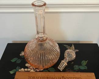 P85 - $140. Vintage Empoli Genie Hot Air Balloon Style Pink Carafe Decanter. 