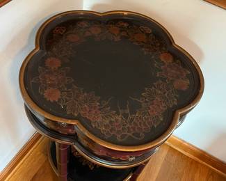 P20 - $85. Oriental Accent Brand Scalloped Side Table. Measures 19.5” deep x 19.5” wide x 29” tall.