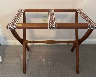 P16 - $25. Wooden Framed Luggage Rack. Measures 22.5” wide x 14” deep x 19" tall.