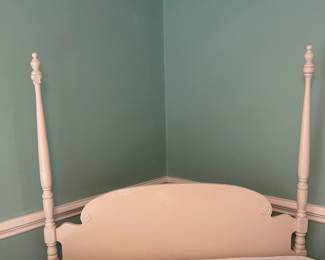 P32 - $350. White Headboard with Adjustable Queen Bed. Frame & Mattress are from Ashley Furniture. Works great!