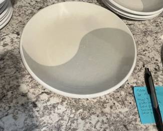 P36 - $65. Set of Mikasa Optima "Balance" Dishes. 2 Dinner Plates, 4 Salad Plates, 7 Pasta Bowls, 4 Mugs, 8 Saucers.